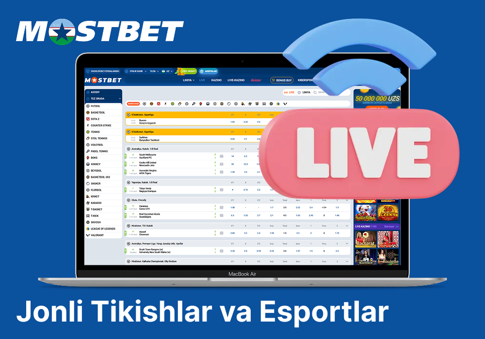 Mostbet Uzbekistan da jonli tikish va eSport